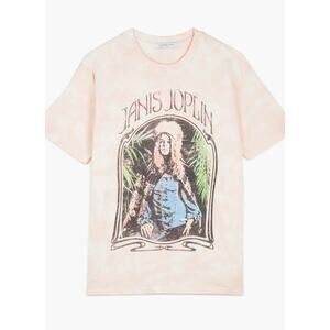 Daydreamer Janis Joplin Graphic Tee Blush Pink Vintage Wash Short Sleeve Size M